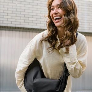 Black Crossbody Shoulder Bag - Lightweight, Minimal Design